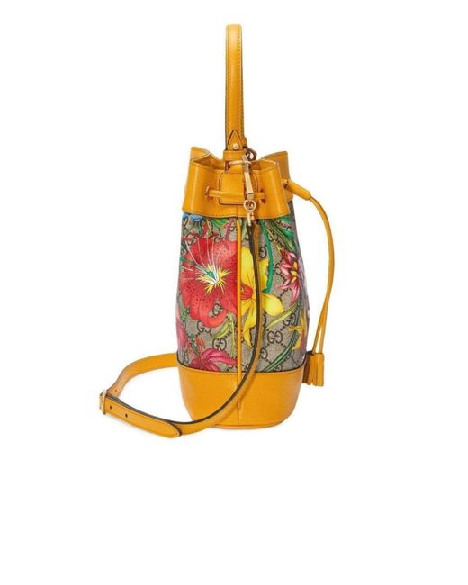 Gucci Yellow Ophidia Flora Pattern Backpack