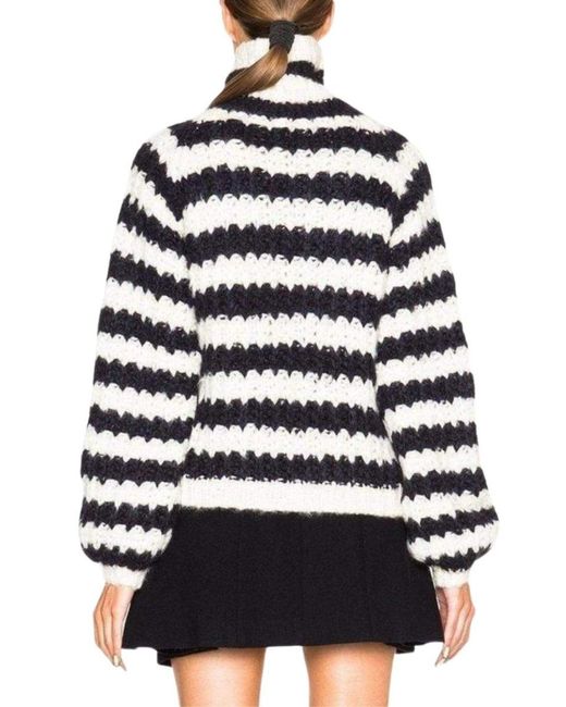 Chloé White Striped Mohair Blend Sweater