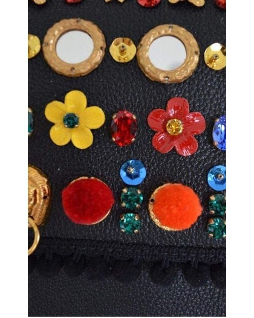 Dolce & Gabbana Black Sicily In Raffia Shoulder Leather Bag Us