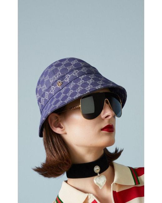 Gucci Blue GG Monogram Bucket Hat