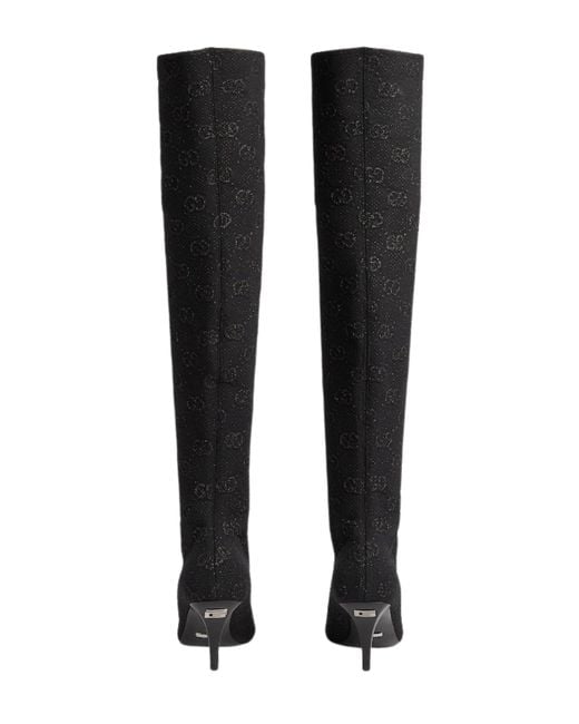 Gucci Black Demi Shimmer GG Over-the-knee Boots