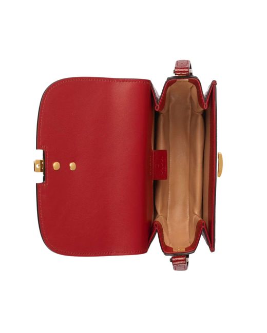 Gucci Red Sylvie 1969 Python Mini Shoulder Bag