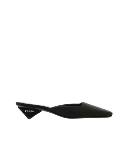 Prada Black Satin Mule Loafers