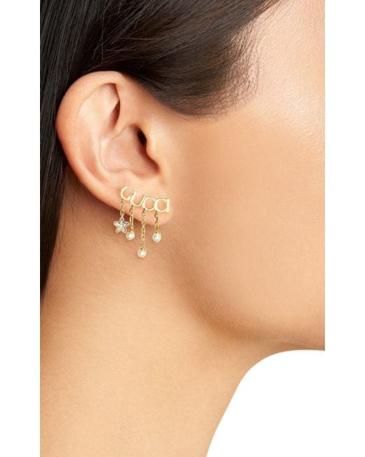 Gucci Metallic Script Logo Stud Single Earring