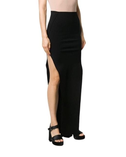 Rick Owens Black Side Slit Pull-on Skirt