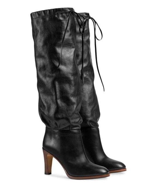 Gucci Black Leather Mid-heel Boot
