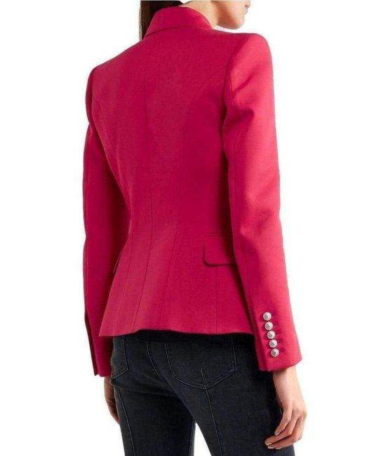 Balmain Pink Double Breasted Wool Jacket