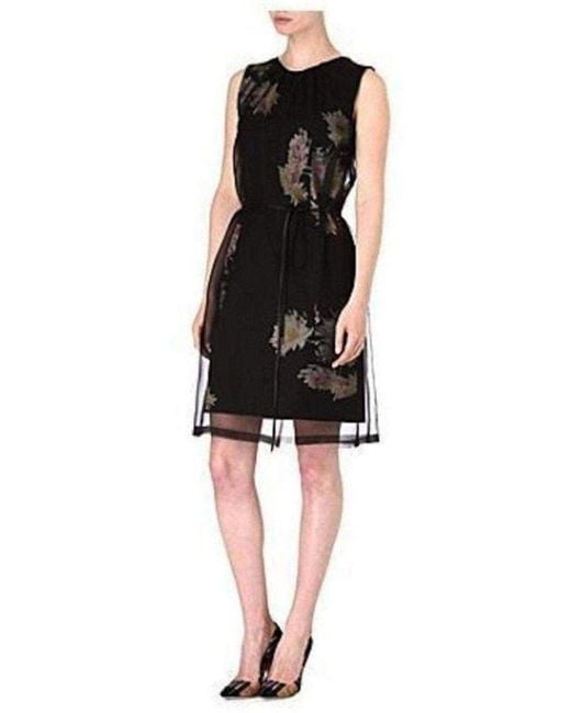 Dries Van Noten Black Organza Overlay Floral Silk-blend Dress
