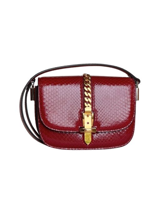 Gucci Red Sylvie 1969 Python Mini Shoulder Bag