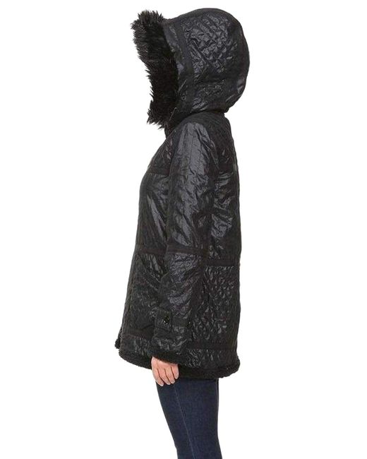 BCBGMAXAZRIA Black Genova Quilted Distressed Coat