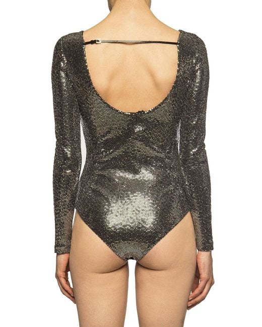 Gucci Black Metallic Effect Bodysuit