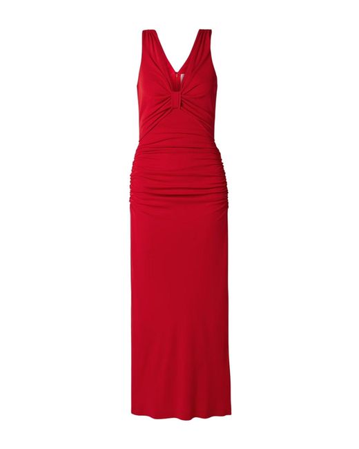 Carolina Herrera Red Ruched Stretch-jersey Maxi Dress
