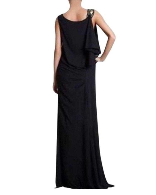 BCBGMAXAZRIA Black Beaded High Low Gown