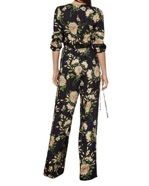 BCBGMAXAZRIA Black Garden Floral Wide-leg Jumpsuit