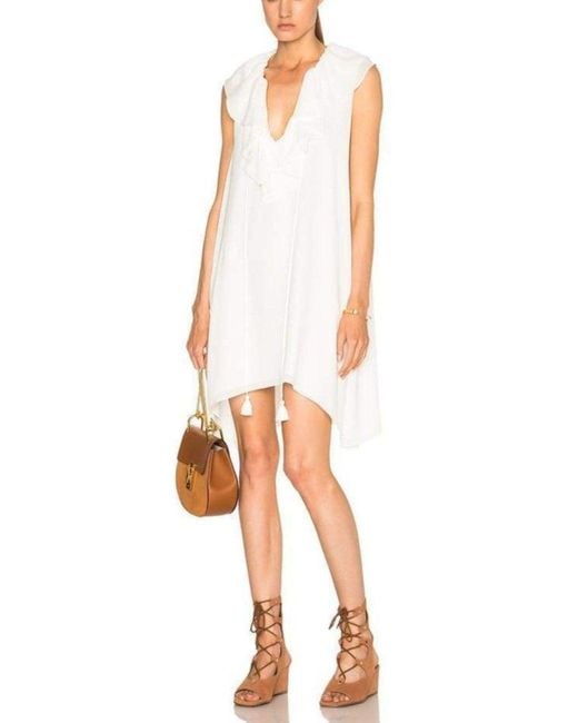 Chloé White Fine Sheer Crepe Dress