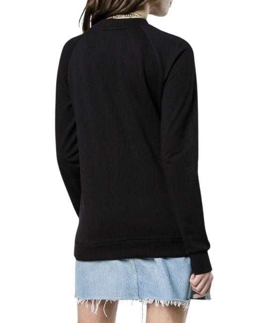 Balmain Black Crewneck Silver Logo Sweater