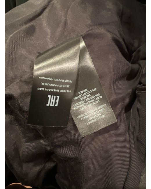 Balmain Black Double-Breasted Leather Blazer