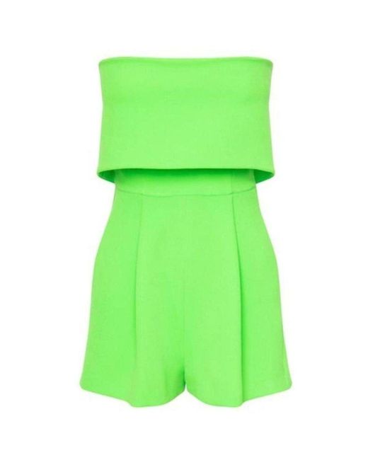 Alex Perry Green Darby Overlay Crepe Strapless Romper