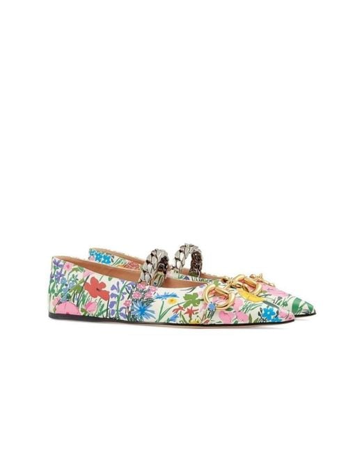 Gucci Blue Ken Scott Floral Ballerina Shoes