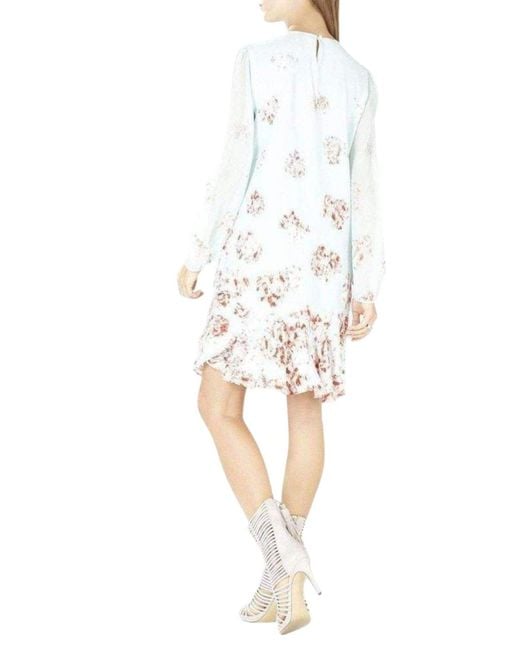 BCBGMAXAZRIA Blue Bailee Long Sleeve Flounce Hem Dress