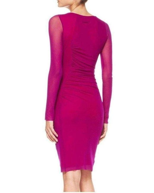 Jean Paul Gaultier Purple Long Sleeve Ruched Waist Tulle Dress