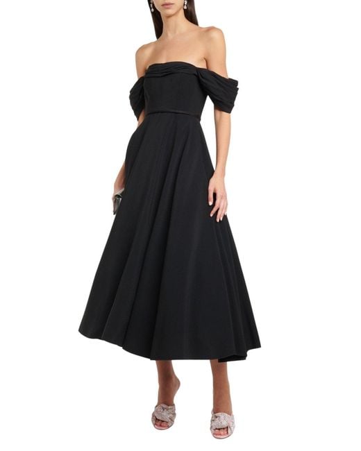 Giambattista Valli Black Off-shoulder Flared Midi Dress