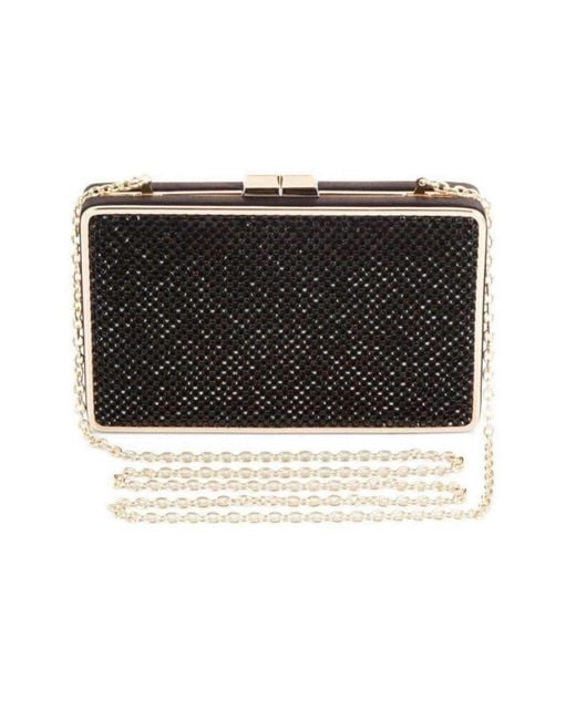 BCBGMAXAZRIA Sonia Black Crystal Mesh Satin Frame Clutch