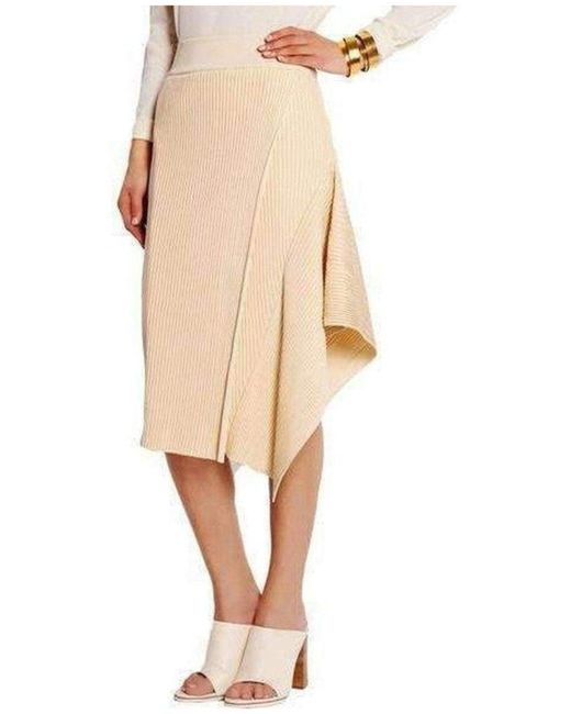 Stella McCartney Natural Asymmetric Ribbed Stretch-jersey Midi Skirt It 38