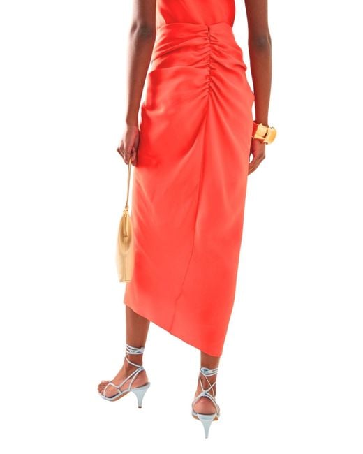 Rosie Assoulin Orange Sarong Double Faced Georgette Silk Skirt