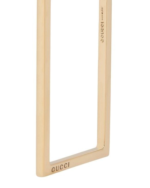 Gucci White Single Rectangle-shaped Logo-engraved Earring