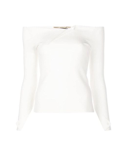 Roland Mouret White Angeles Off-the-shoulder Ponte Top