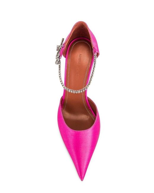 AMINA MUADDI Ursina Pink Satin Pumps