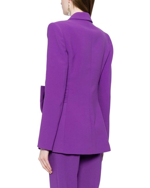 Zuhair Murad Purple Gathered Belted Blazer And Wide-leg Trousers Set