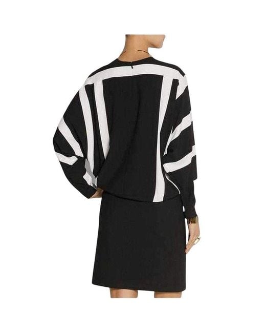 Chloé Black And White Monochrome Crepe Shift Dress