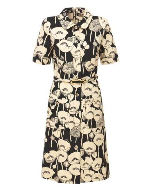 Gucci Black Poppy Flowers Print Jersey Dress