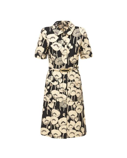 Gucci Black Poppy Flowers Print Jersey Dress