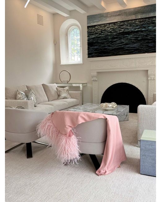 Aliétte Pink Feather Trim Off-the-shoulder Gown