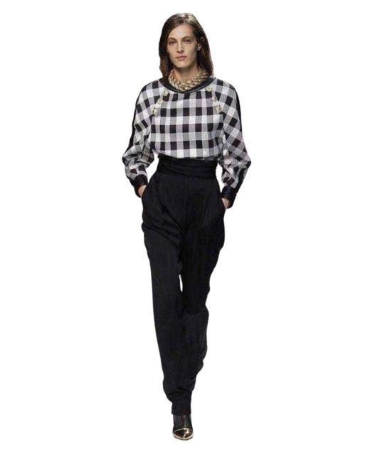Balmain Black High Waisted Tuxedo Pants
