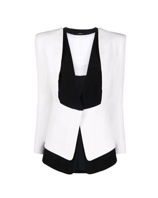 Balmain Black Two-tone Crepe Blazer