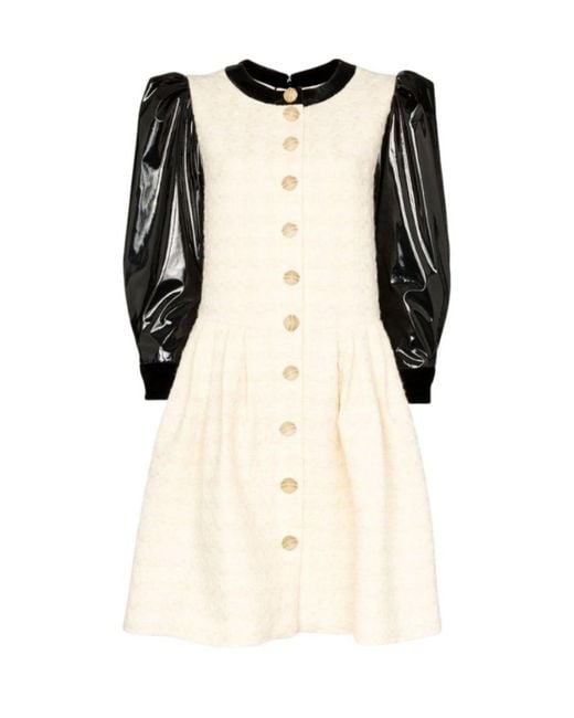 Gucci Natural Vinyl-sleeve Flared Mini Dress