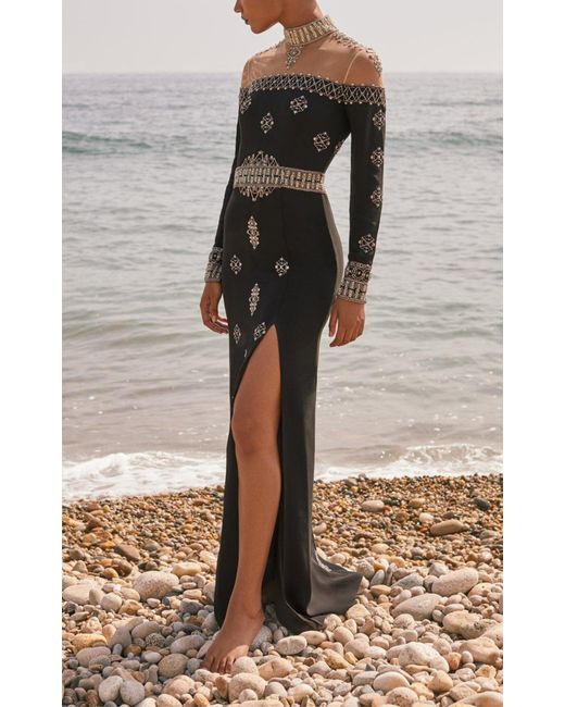Cucculelli Shaheen Black Beaded Silk Dress