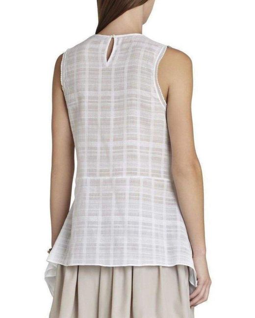 BCBGMAXAZRIA White Marci Sleeveless Lace-trim Top