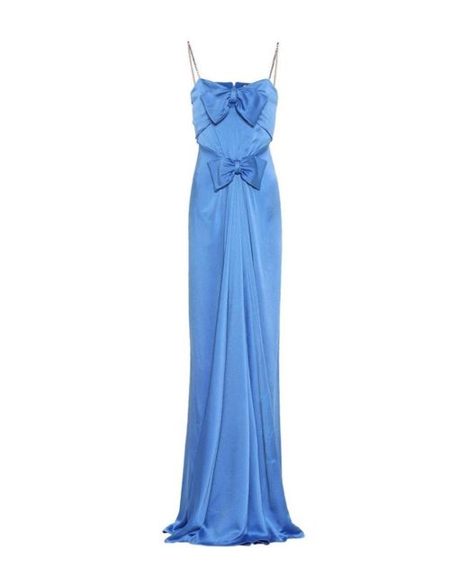 Gucci Blue Embellished Satin Gown It 38 (us 2)