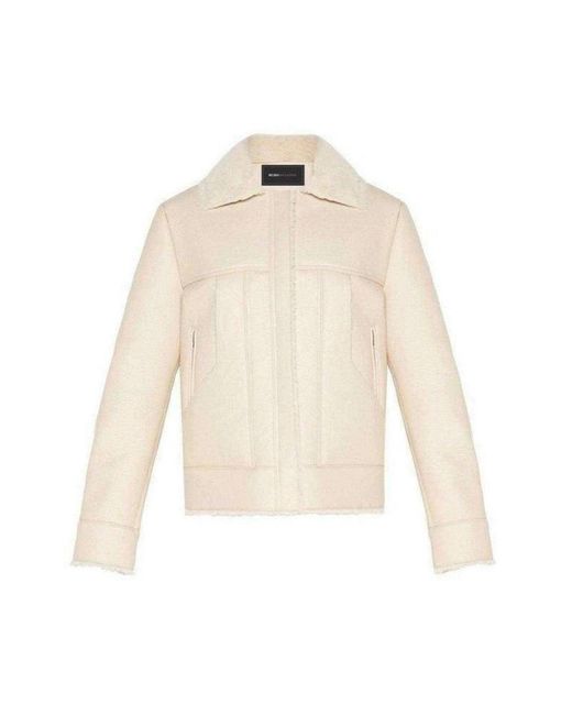 BCBGMAXAZRIA White Carlton Faux Leather Aviator Jacket