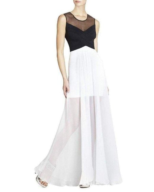 BCBGMAXAZRIA White Giovanna Silk Blend Gown Dress