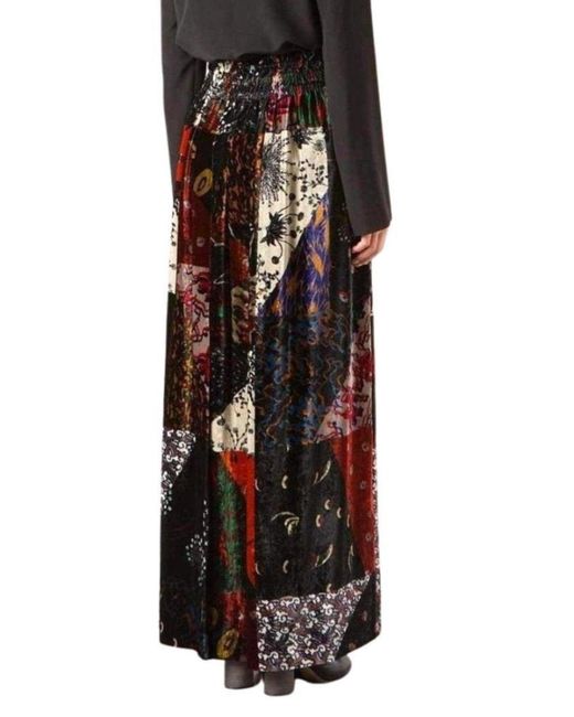 Chloé Black Velvet Patchwork Silk Blend Maxi Skirt