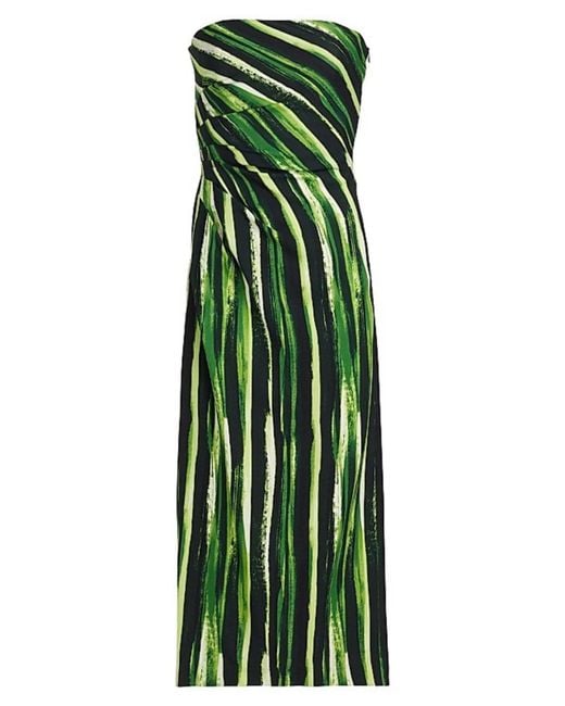Proenza Schouler Women's Green Painted Stripe Strapless Dress Proenza Schouler Women's Green Painted Stripe Strapless Dress