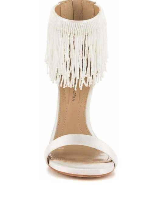 BCBGMAXAZRIA White Devine High Heel Beaded Ankle Dress Sandals