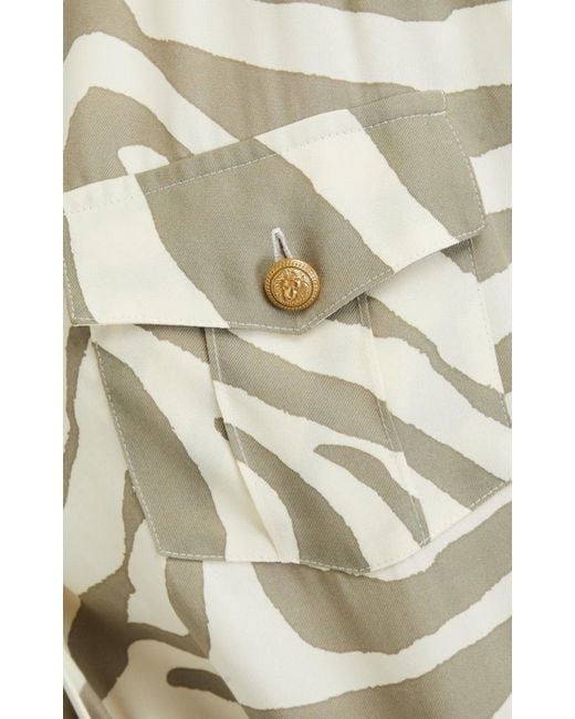 Balmain Natural Draped Zebra Print Wrap Dress