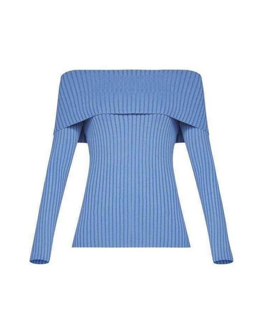 BCBGMAXAZRIA Blue Risa Off-the-shoulder Sweater